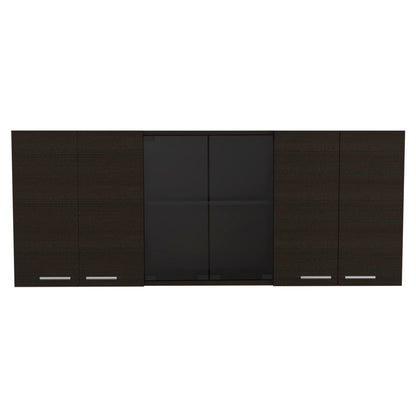 Black Particle Board Wall Cabinet with Glass for Bedroom Storage for Living Room