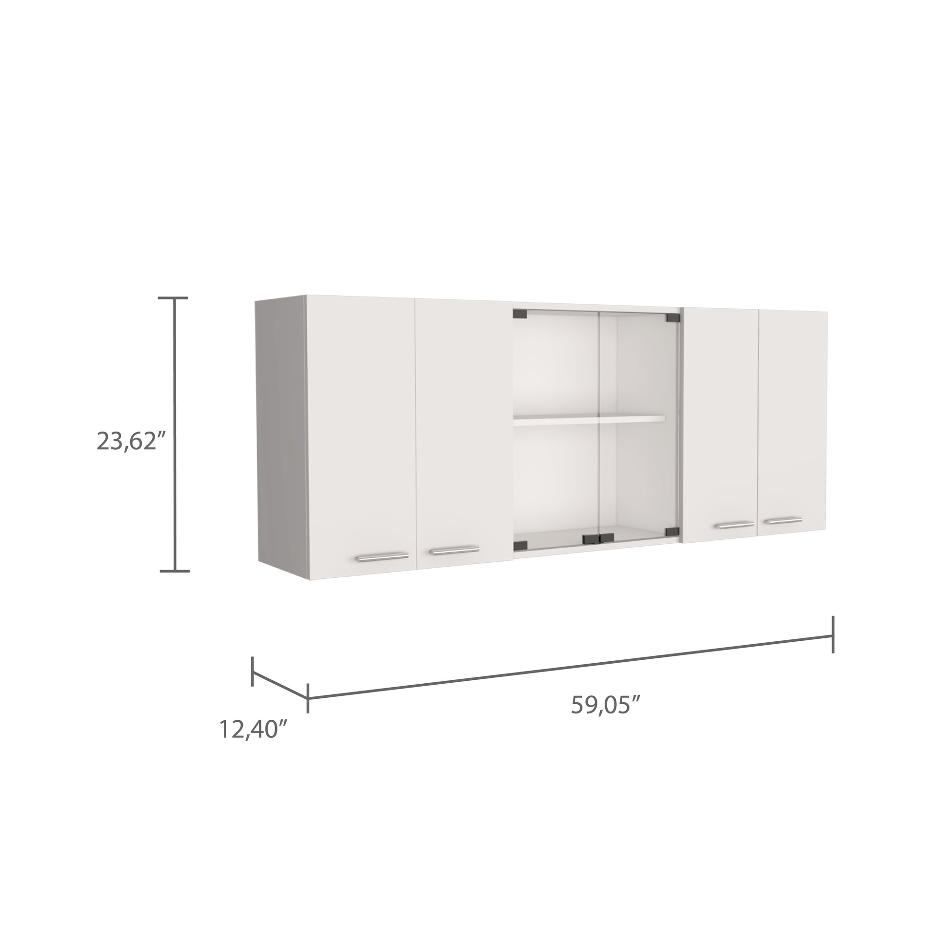 White Wall Cabinet with Shelves - 12.4 x 59.1"