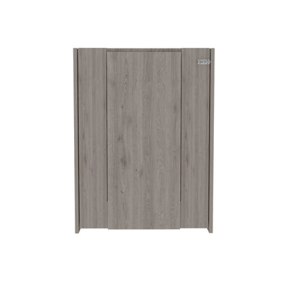 Living Room Gray Particle Board Wall Shelf Table with Seven Interior Storage Sections