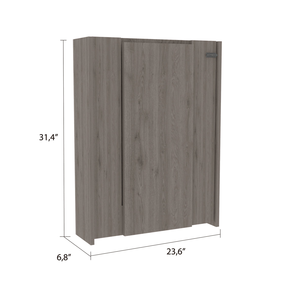 Living Room Gray Particle Board Wall Shelf Table with Seven Interior Storage Sections