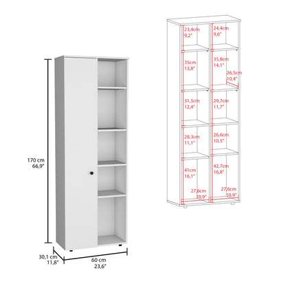 White Kitchen Pantry Cabinet - 10 Storage Spaces for Living Room