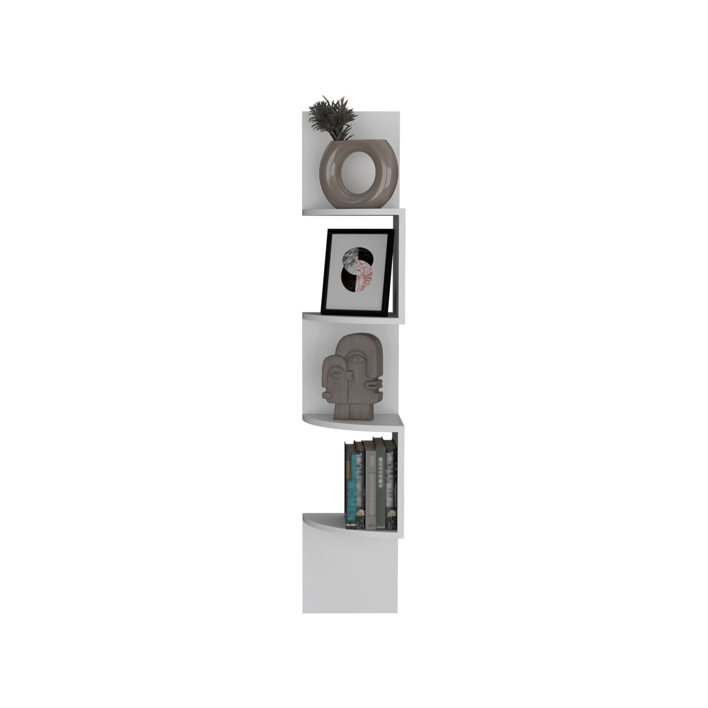 Rosset Corner Shelf - White Modern Full Wall Design for Living Room