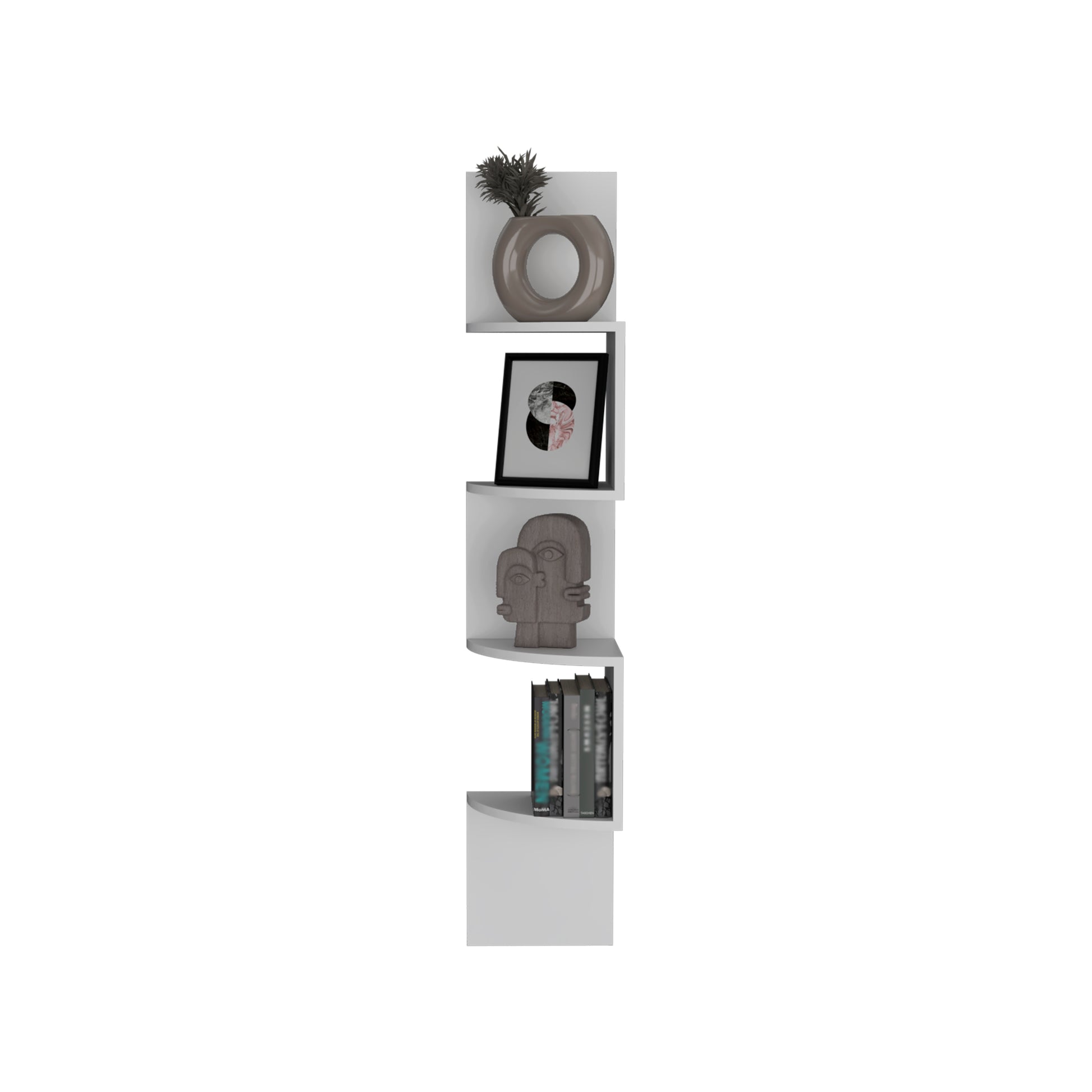 Rosset Corner Shelf - White Modern Full Wall Design for Living Room
