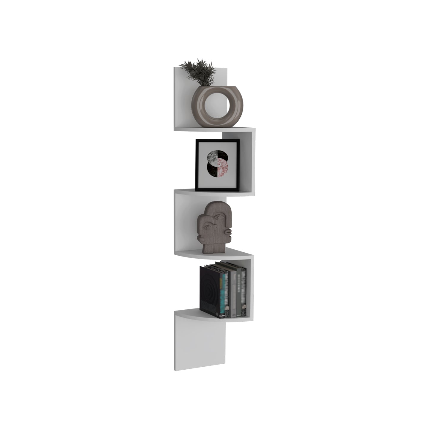 Rosset Corner Shelf - White Modern Full Wall Design for Living Room