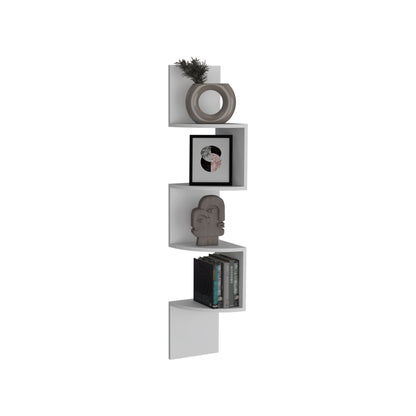 Rosset Corner Shelf - White Modern Full Wall Design for Living Room