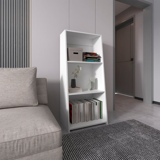 Note 47" Tall Three-Tier Ladder Bookcase White