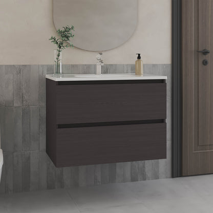 Bathroom Cabinet Opalo, with Two Shelves and Open Storage, Black
