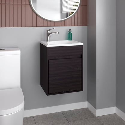 Furman Bathroom Vanity With Single Door And Open Shelf, Compact Freestanding Sink Base Cabinet, Black