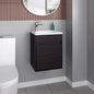 Furman Bathroom Vanity With Single Door And Open Shelf, Compact Freestanding Sink Base Cabinet, Black