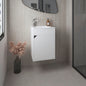 Bethel Floating Wide One-Door Vanity With Resin Sink And Two Shelves, Bathroom Storage, White