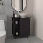 Allegra Vessel Sink Vanity With One Door Storage And Open Shelves, Freestanding Bathroom Cabinet, Black