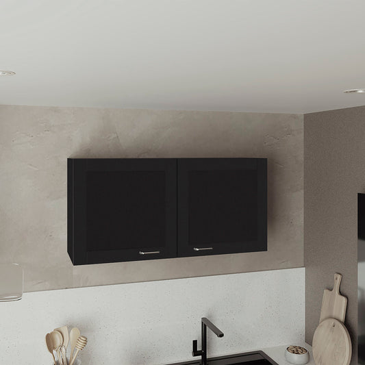 Zurich Wall Cabinet, Double Door, Wide, One Shelf, Kitchen, Storage Cabinet, Black
