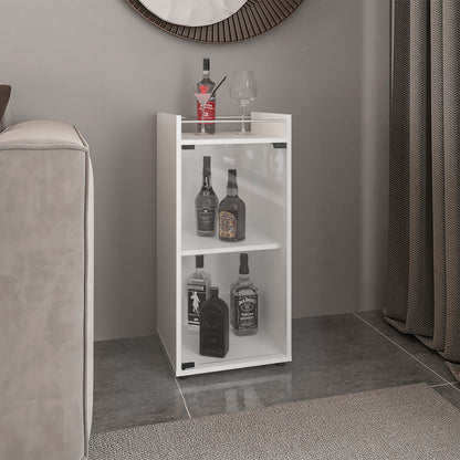 Theba Minibar Cabinet Two Doors, Open Shelf And Compact Design, Modern Bar Storage, White