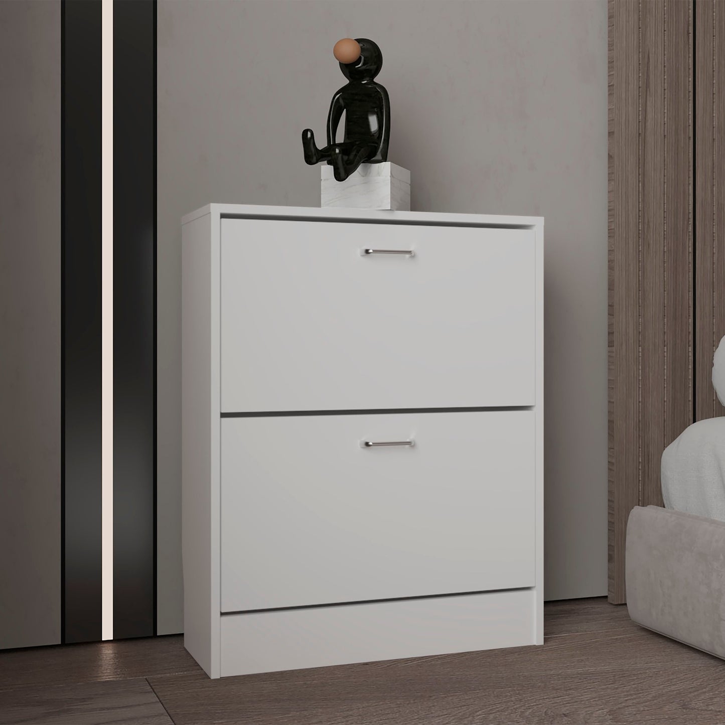 Inola Two-Door Shoe Rack Cabinet With Adjustable Shelves, Modern Storage Organizer
