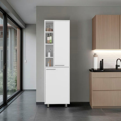 Burton Kitchen Pantry with 2 Doors, Adjustable Shelves, side Shelves, Compact Storage Cabinet for Kitchen Organization