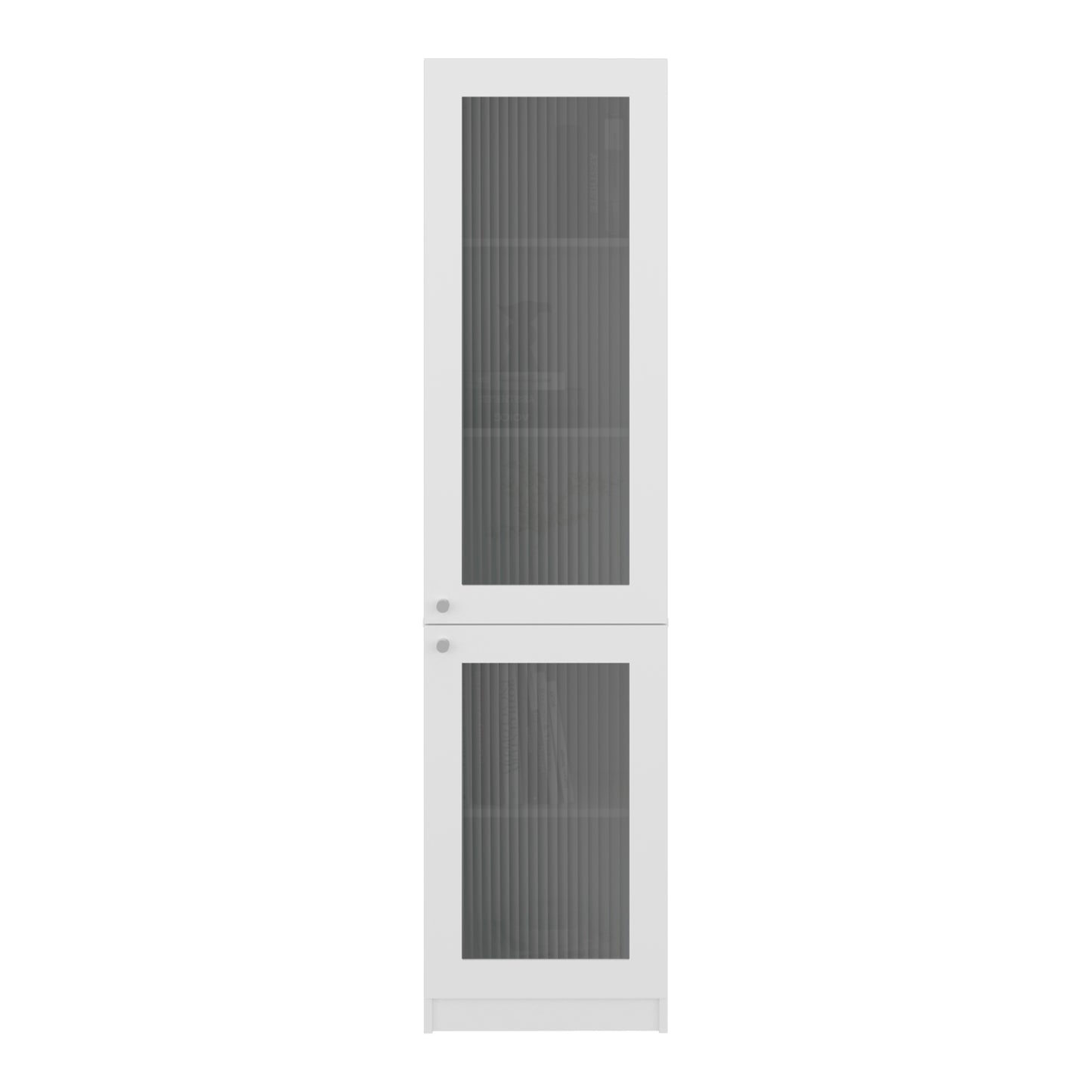 Home Double Glass Door Bookcase Cabinet with 5 Interior Shelves for Linen or Décor Storage for Living Rooms, Bedrooms or Laundry Rooms