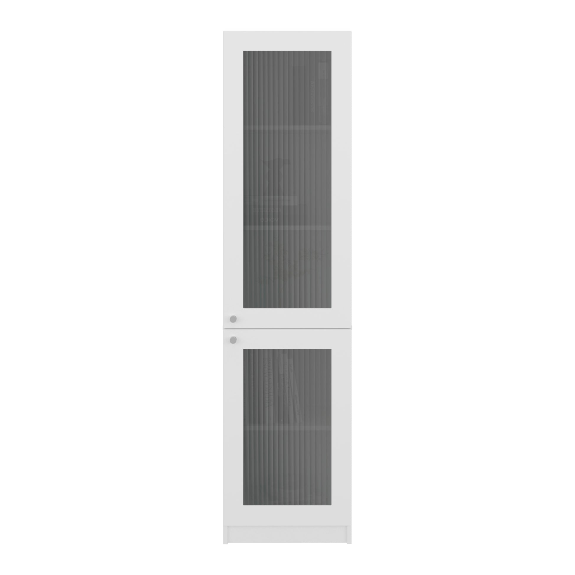 Home Double Glass Door Bookcase Cabinet with 5 Interior Shelves for Linen or Décor Storage for Living Rooms, Bedrooms or Laundry Rooms