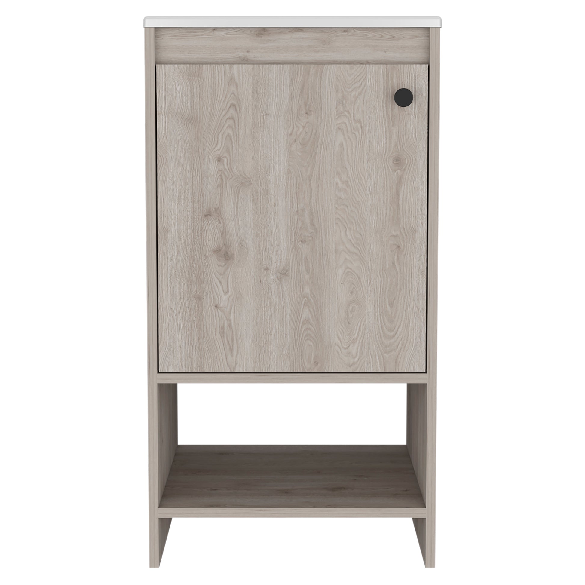 Gray Bathroom Vanity with Open Shelf - 17.7"W