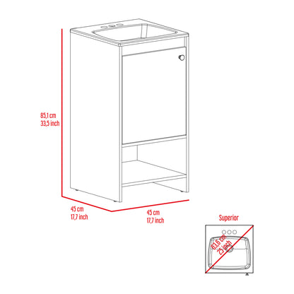 Gray Bathroom Vanity with Open Shelf - 17.7"W