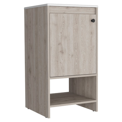 Gray Bathroom Vanity with Open Shelf - 17.7"W