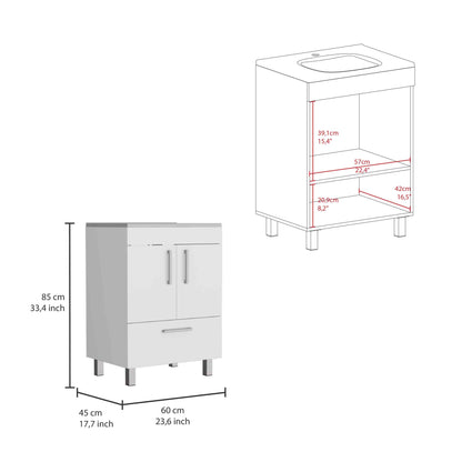 White Bathroom Vanity with Double Doors - 23.6" x 17.7"