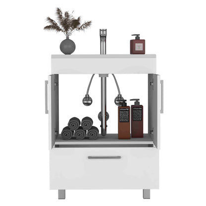White Bathroom Vanity with Double Doors - 23.6" x 17.7"