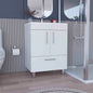 Velloc Single Bathroom Vanity, Double Door Cabinet, One Drawer -White