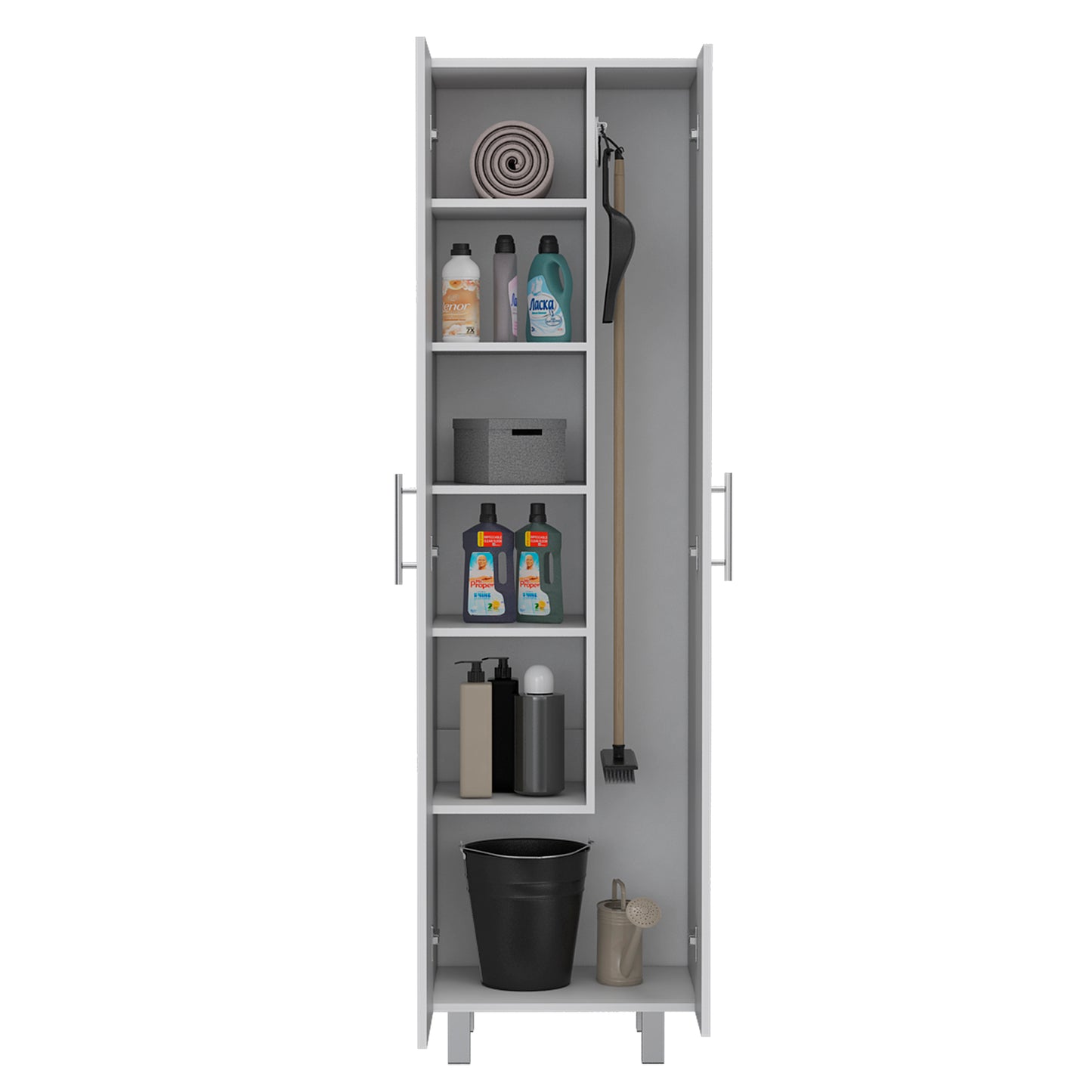 Living Room White Freestanding Particle Board Cabinet for Kitchen Cleaning Storage