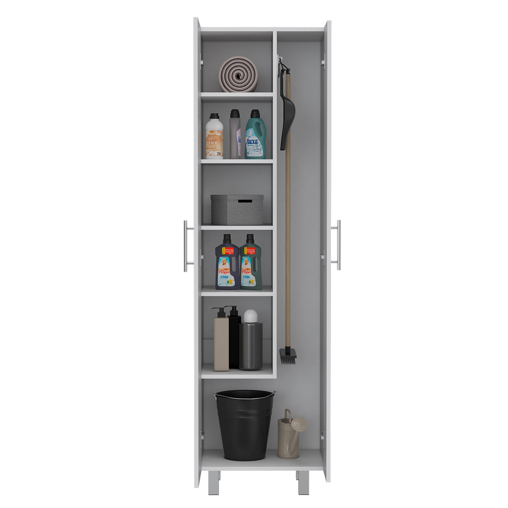 Living Room White Freestanding Particle Board Cabinet for Kitchen Cleaning Storage