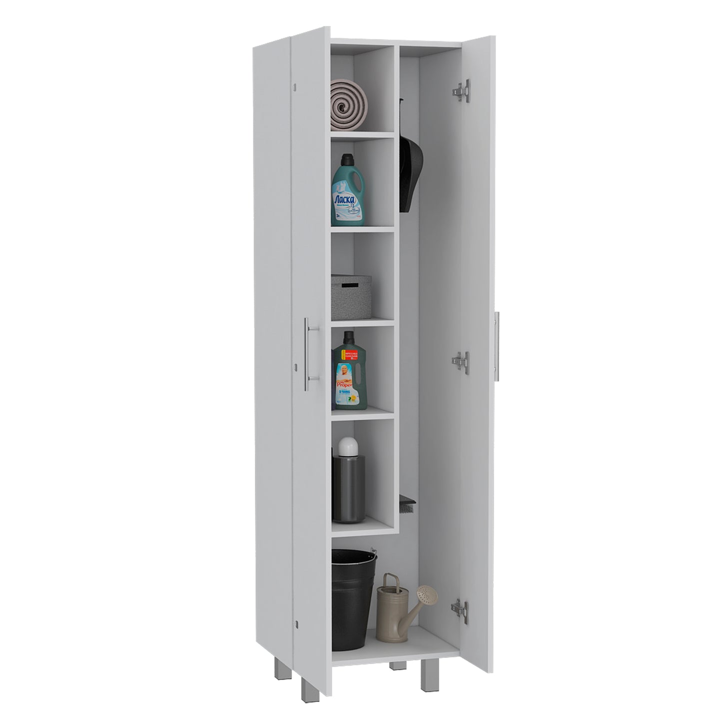 Living Room White Freestanding Particle Board Cabinet for Kitchen Cleaning Storage