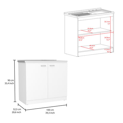 White Freestanding Kitchen Cabinet with Shelves - 39.3" x 20.5"