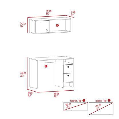 Modern Multicolor Wall Mounted Office Desk and Cabinet Set for Living Room
