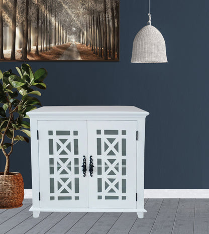 Leroy Accent Solid Wood Cabinet W/ Glass Door & Shelf White