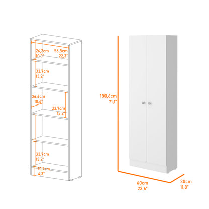 White Two Door Storage Cabinet - 70.8" Tall, Particle Board