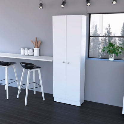White Two Door Storage Cabinet - 70.8" Tall, Particle Board