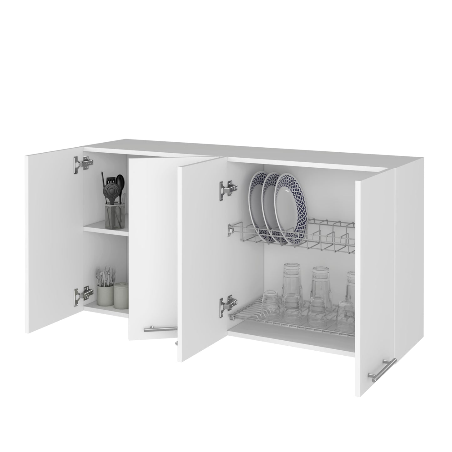 White Four Door Wall Mounted Cabinet - 47.2" W x 23.6" H