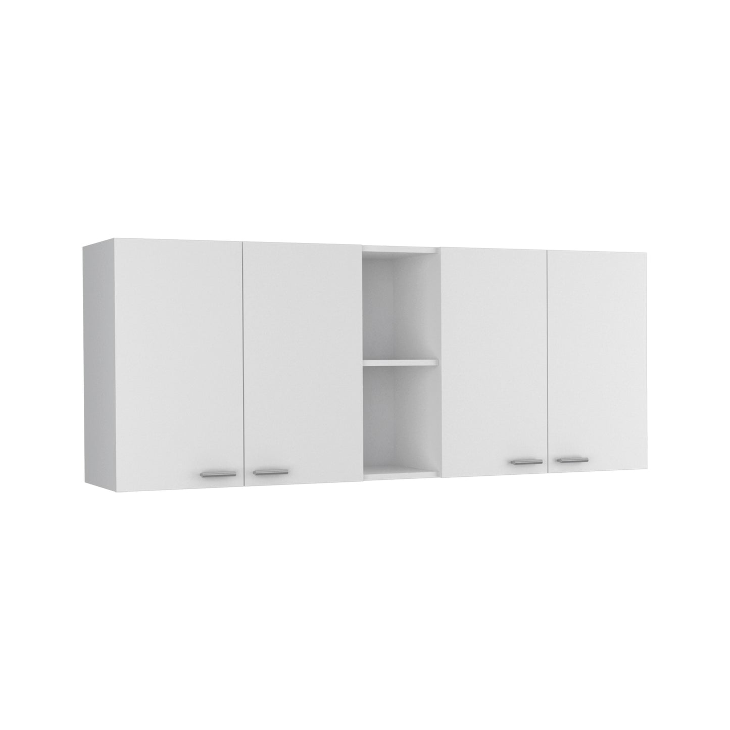 White Kitchen Wall Cabinet - 12.4 x 59 x 23.6", 2 Doors for Living Room