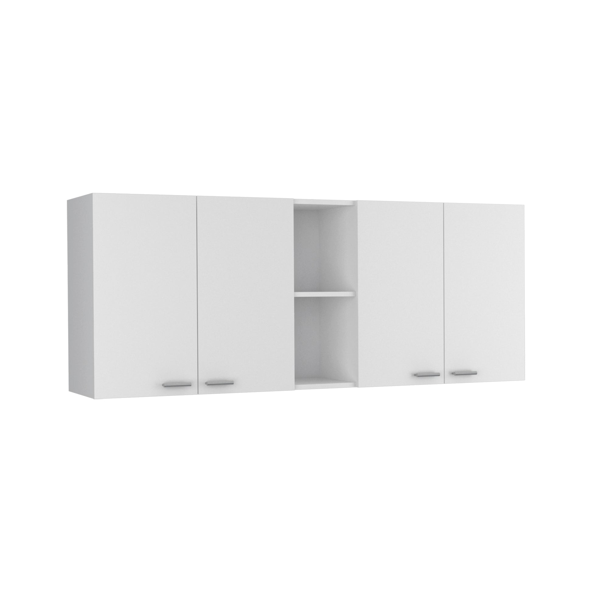 White Kitchen Wall Cabinet - 12.4 x 59 x 23.6", 2 Doors for Living Room