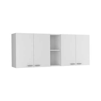 White Kitchen Wall Cabinet - 12.4 x 59 x 23.6", 2 Doors for Living Room