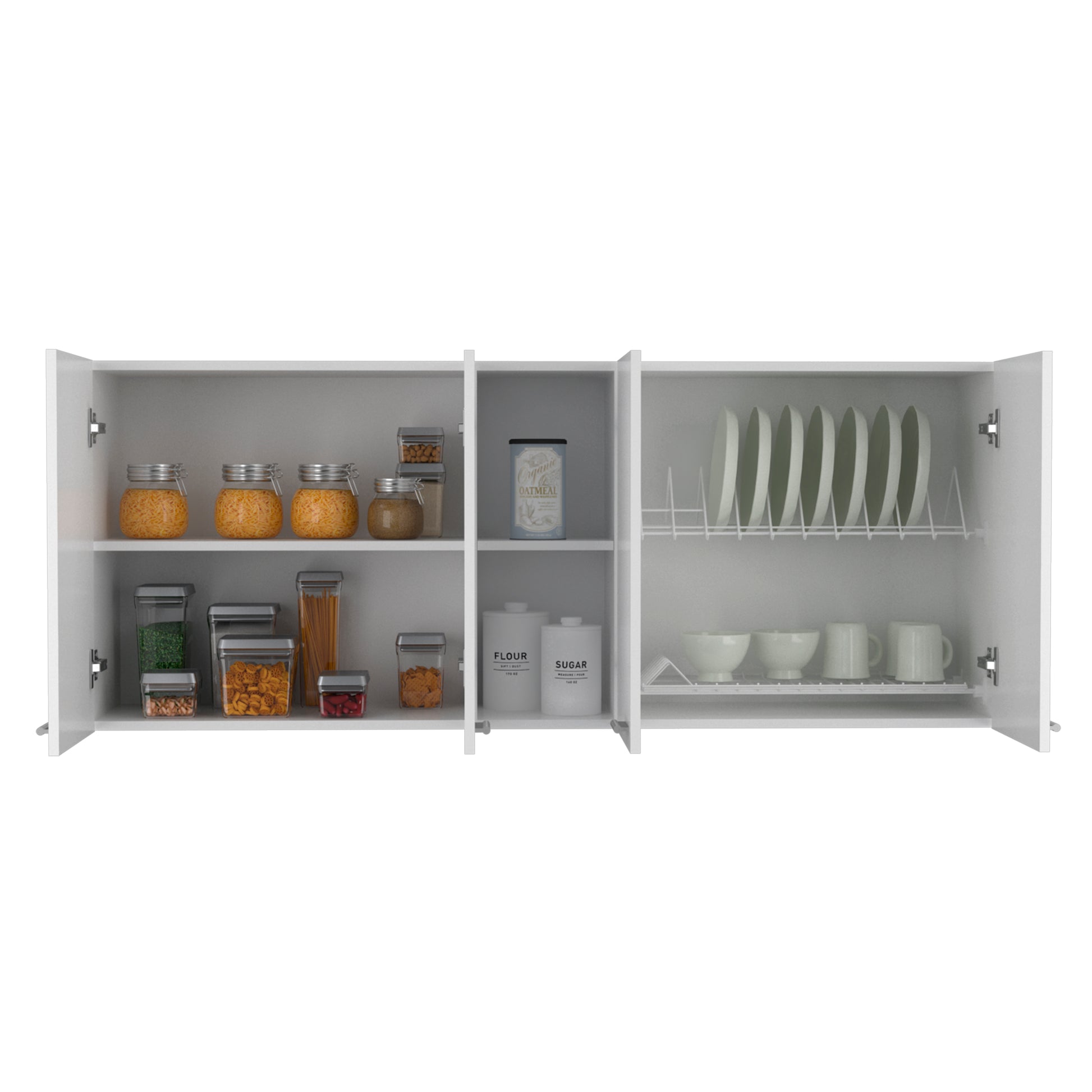 White Kitchen Wall Cabinet - 12.4 x 59 x 23.6", 2 Doors for Living Room
