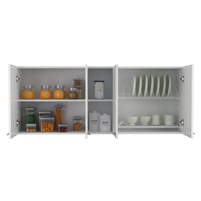 White Kitchen Wall Cabinet - 12.4 x 59 x 23.6", 2 Doors for Living Room