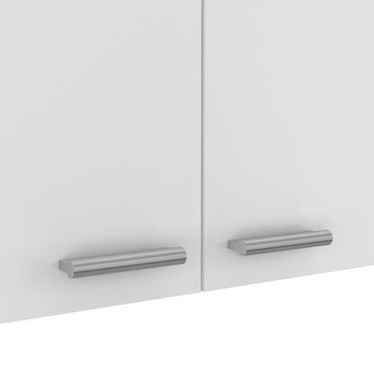 White Kitchen Wall Cabinet - 12.4 x 59 x 23.6", 2 Doors for Living Room