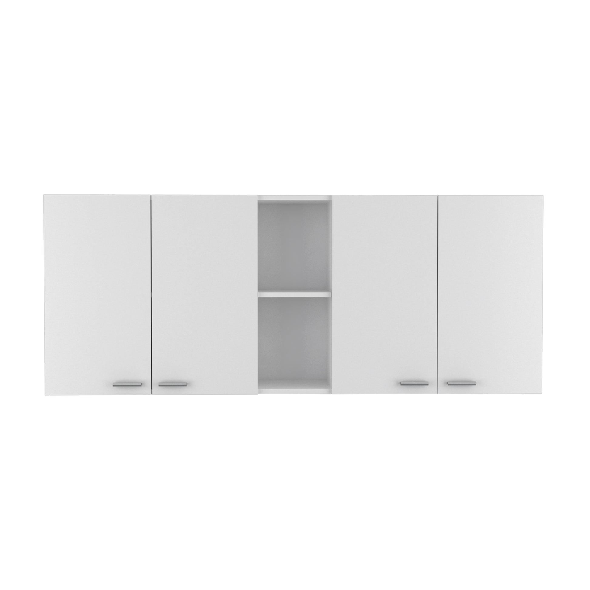 White Kitchen Wall Cabinet - 12.4 x 59 x 23.6", 2 Doors for Living Room
