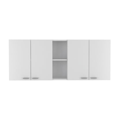 White Kitchen Wall Cabinet - 12.4 x 59 x 23.6", 2 Doors for Living Room
