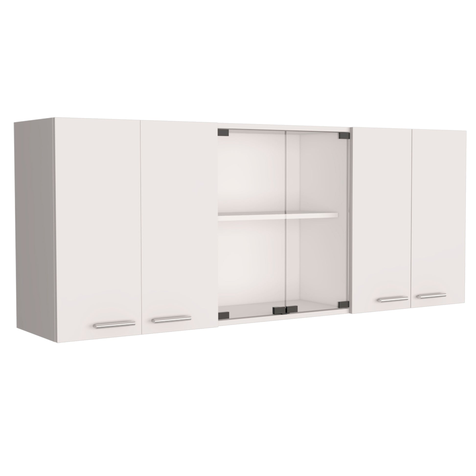 White Kitchen Wall Cabinet - 12.4 x 59 x 23.6", 4 Shelves for Living Room