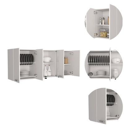 White Kitchen Wall Cabinet - 12.4 x 59 x 23.6", 4 Shelves for Living Room