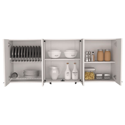 White Kitchen Wall Cabinet - 12.4 x 59 x 23.6", 4 Shelves for Living Room