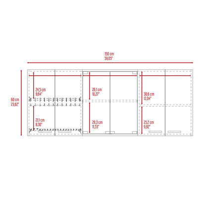 White Kitchen Wall Cabinet - 12.4 x 59 x 23.6", 4 Shelves for Living Room
