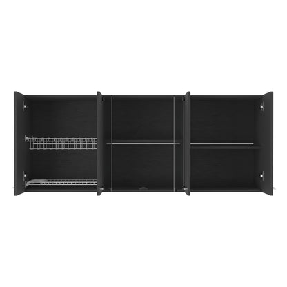 Black Wall Cabinet with Four Shelves - 12.4 x 59 x 23.6"