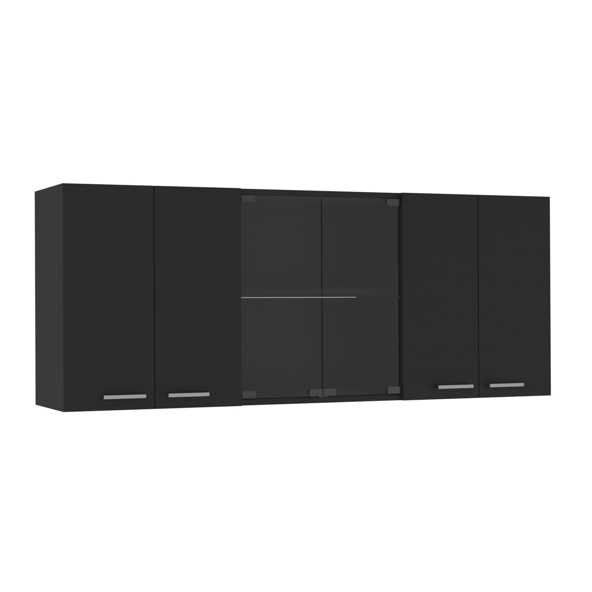 Black Wall Cabinet with Four Shelves - 12.4 x 59 x 23.6"